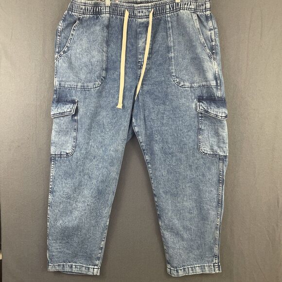 GAP Women’s Easy Medium Indigo Denim Cargo Joggers SZ XL - Picture 1 of 5
